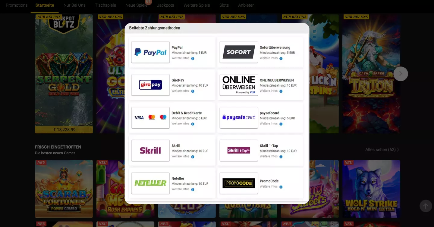 Zahlmethoden Desktop